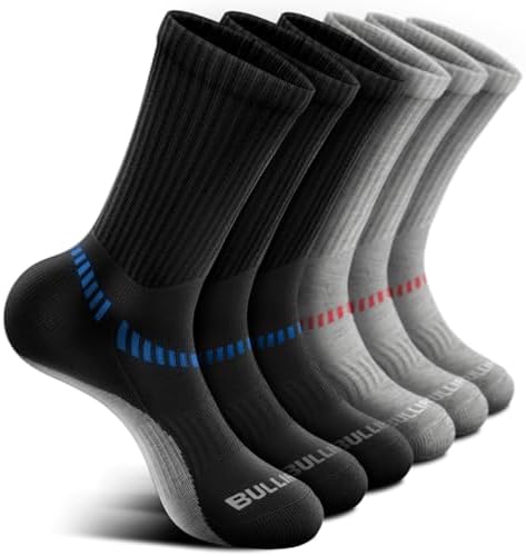 Men Cushioned Compression Crew Socks 6Pack