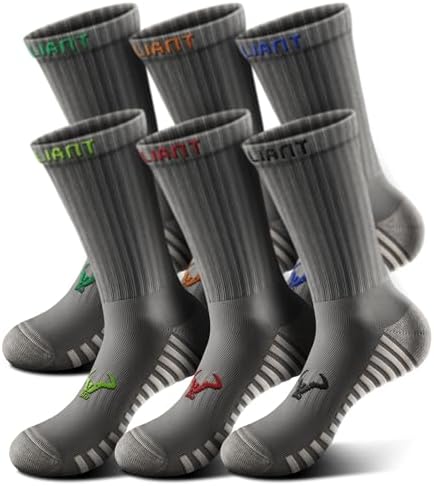 Men Cushioned Compression Crew Socks 6Pack