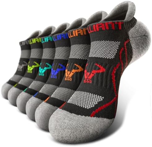 Men Cushioned Compression Nylon Ankle Running Socks No Show 6Pack