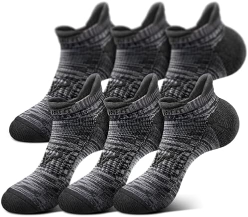 Men Cushioned Compression Nylon Ankle Running Socks No Show 6Pack