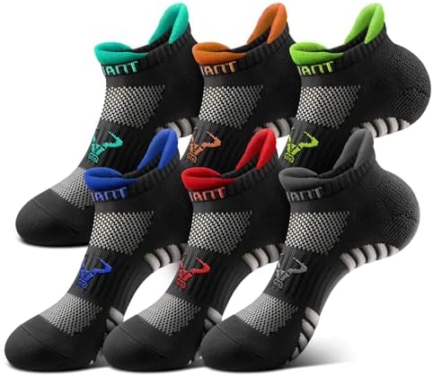 Men Cushioned Compression Nylon Ankle Running Socks No Show 6Pack