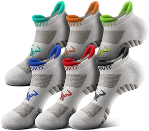 Men Cushioned Compression Nylon Ankle Running Socks No Show 6Pack