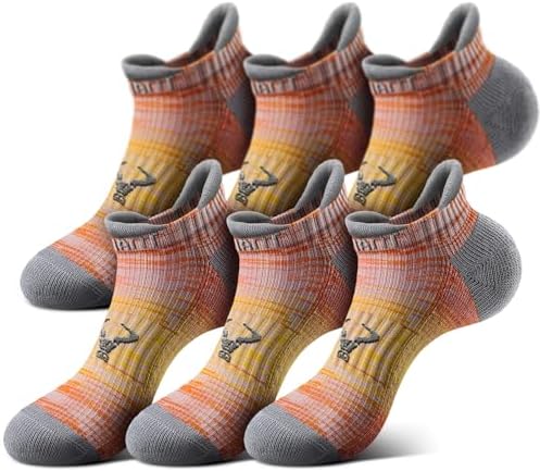 Men Cushioned Compression Nylon Ankle Running Socks No Show 6Pack