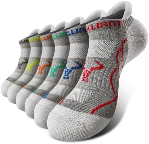 Men Cushioned Compression Nylon Ankle Running Socks No Show 6Pack