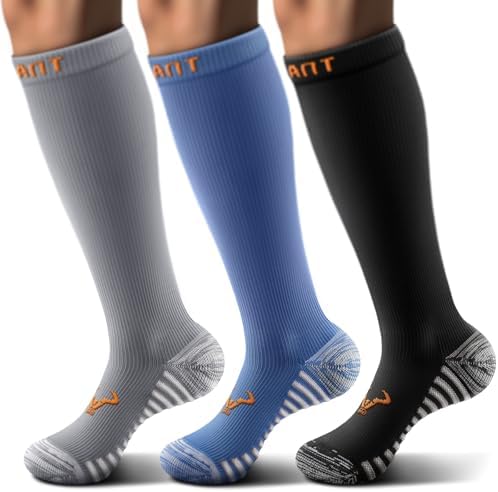 Men Cushioned Compression Sports Recovery Knee-High Socks 3Pack