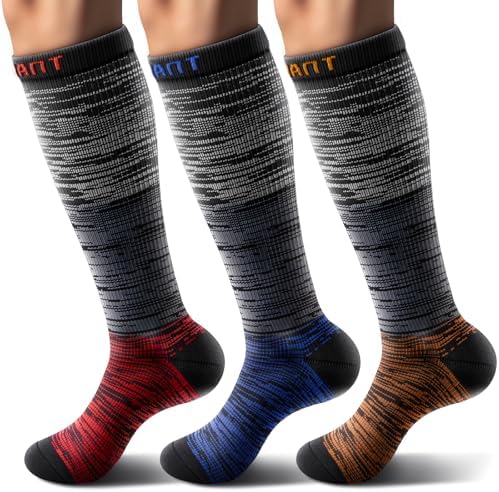 Men Cushioned Compression Sports Recovery Knee-High Socks 3Pack