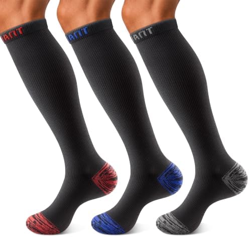 Men Cushioned Compression Sports Recovery Knee-High Socks 3Pack