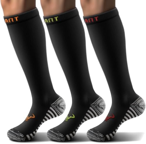Men Cushioned Compression Sports Recovery Knee-High Socks 3Pack