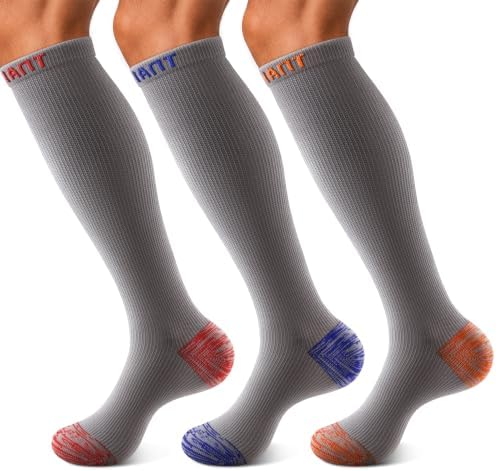 Men Cushioned Compression Sports Recovery Knee-High Socks 3Pack