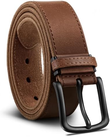 Men Full Grain Leather Belt Trimmable 1 3/8