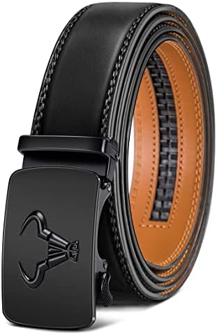Men Ratchet Leather Belt Trimmable Precise Fit 1 3/8″