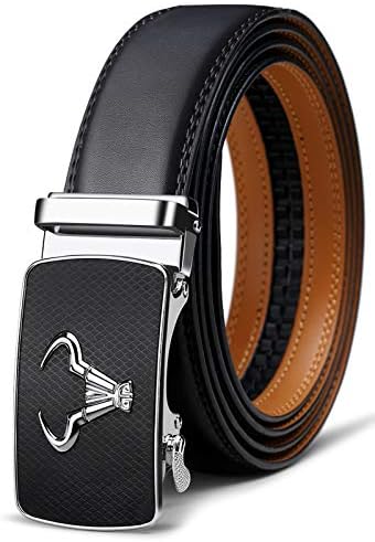 Men Ratchet Leather Belt Trimmable Precise Fit 1 3/8″
