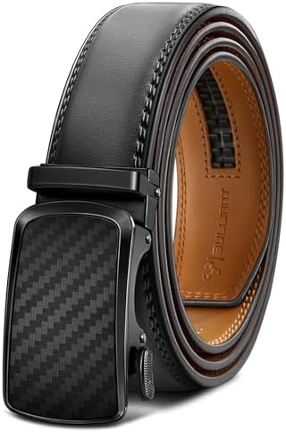 Men Ratchet Leather Belt Trimmable Precise Fit 1 3/8″
