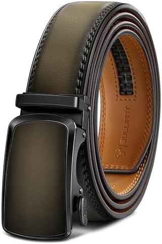 Men Ratchet Leather Belt Trimmable Precise Fit 1 3/8″