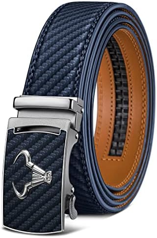 Men Ratchet Leather Belt Trimmable Precise Fit 1 3/8″