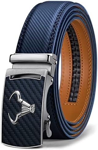 Men Ratchet Leather Belt Trimmable Precise Fit 1 3/8″