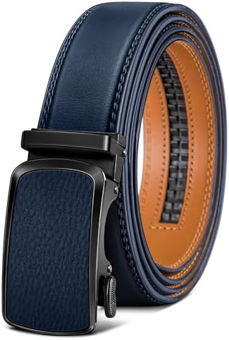 Men Ratchet Leather Belt Trimmable Precise Fit 1 3/8″