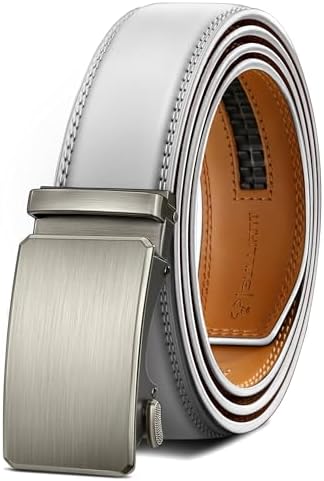 Men Ratchet Leather Belt Trimmable Precise Fit 1 3/8″