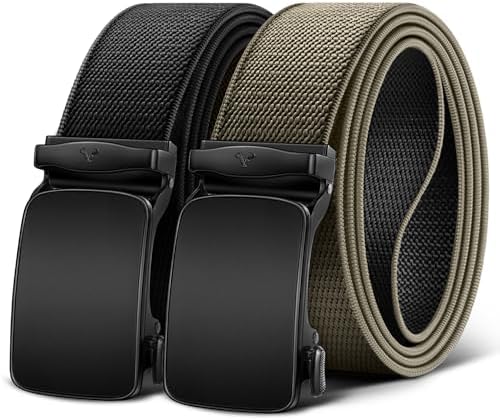 Men Reversible Ratchet Stretch Web Belt Trimmable 1 3/8