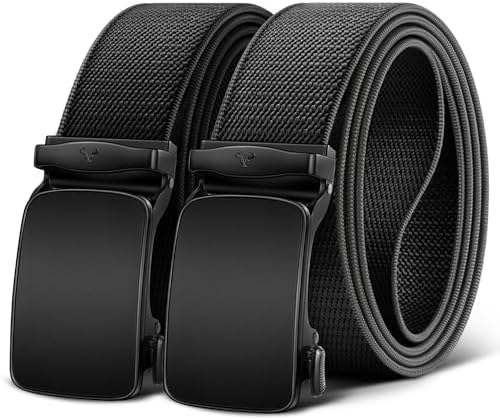 Men Reversible Ratchet Stretch Web Belt Trimmable 1 3/8