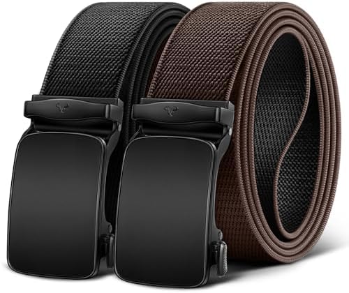 Men Reversible Ratchet Stretch Web Belt Trimmable 1 3/8