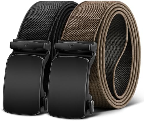 Men Reversible Ratchet Stretch Web Belt Trimmable 1 3/8