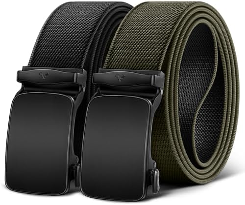 Men Reversible Ratchet Stretch Web Belt Trimmable 1 3/8