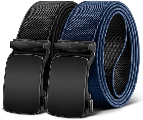 Men Reversible Ratchet Stretch Web Belt Trimmable 1 3/8