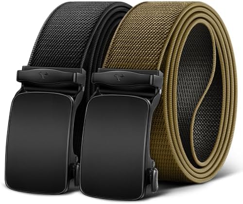 Men Reversible Ratchet Stretch Web Belt Trimmable 1 3/8