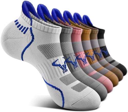 Men Running Ankle Socks 6Pack-Cushioned Support-Low Cut No Show