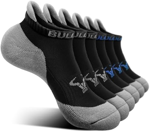 Men Running Ankle Socks 6Pack-Cushioned Support-Low Cut No Show