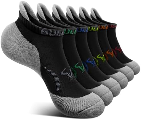 Men Running Ankle Socks 6Pack-Cushioned Support-Low Cut No Show