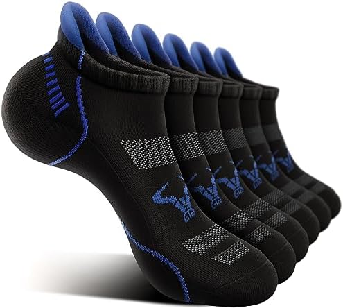 Men Running Ankle Socks 6Pack-Cushioned Support-Low Cut No Show
