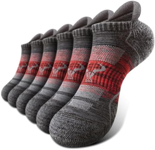 Men Running Ankle Socks 6Pack-Cushioned Support-Low Cut No Show