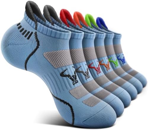 Men Running Ankle Socks 6Pack-Cushioned Support-Low Cut No Show