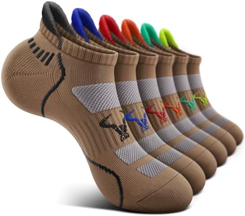 Men Running Ankle Socks 6Pack-Cushioned Support-Low Cut No Show