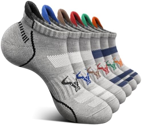 Men Running Ankle Socks 6Pack-Cushioned Support-Low Cut No Show