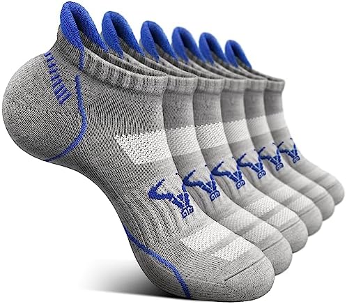 Men Running Ankle Socks 6Pack-Cushioned Support-Low Cut No Show