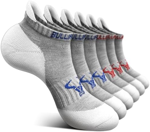 Men Running Ankle Socks 6Pack-Cushioned Support-Low Cut No Show