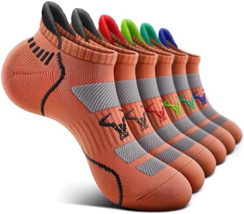 Men Running Ankle Socks 6Pack-Cushioned Support-Low Cut No Show