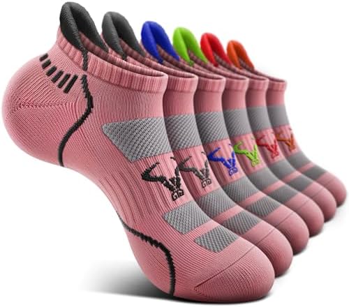 Men Running Ankle Socks 6Pack-Cushioned Support-Low Cut No Show