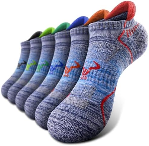 Men Running Ankle Socks 6Pack-Cushioned Support-Low Cut No Show