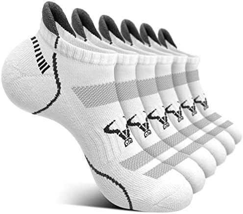Men Running Ankle Socks 6Pack-Cushioned Support-Low Cut No Show