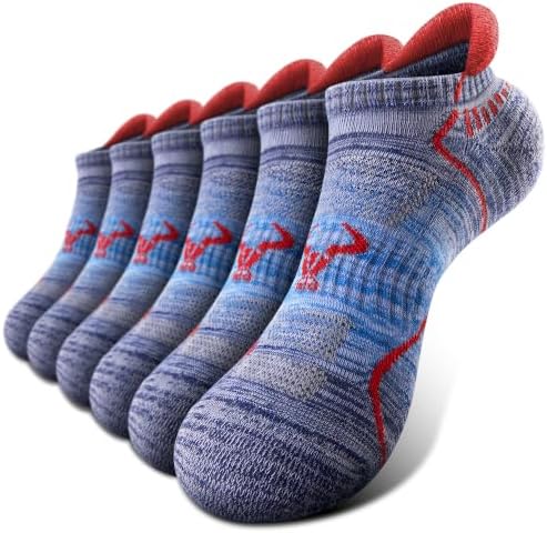 Men Running Ankle Socks 6Pack-Cushioned Support-Low Cut No Show