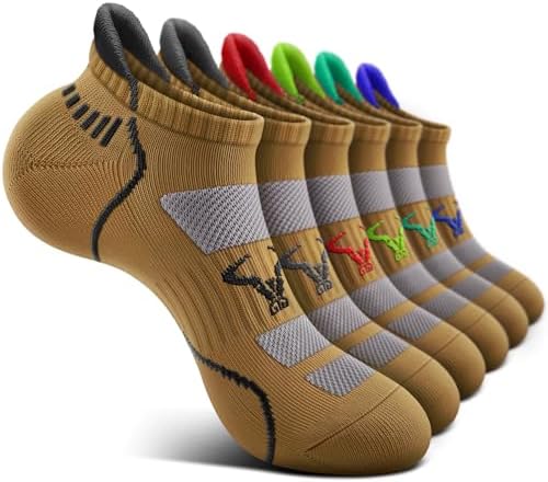 Men Running Ankle Socks 6Pack-Cushioned Support-Low Cut No Show