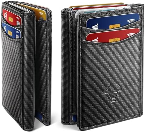 Men Slim Front Poacket Leather Wallet Metal Case Money Clip