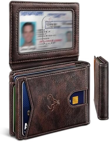 Men Slim Leather Pocket Wallet Bill Holder 11Cards-Genuine Leather