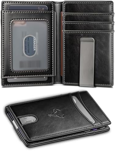 Men Slim Leather Pocket Wallet Money Clip 11Cards Magnetic Closure