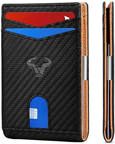 Men Slim Leather Wallet Card Holder Bill Clipper-Magnetic Closure