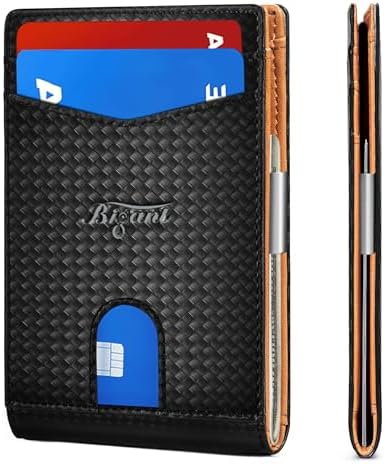 Men Slim Leather Wallet Card Holder Bill Clipper-Magnetic Closure